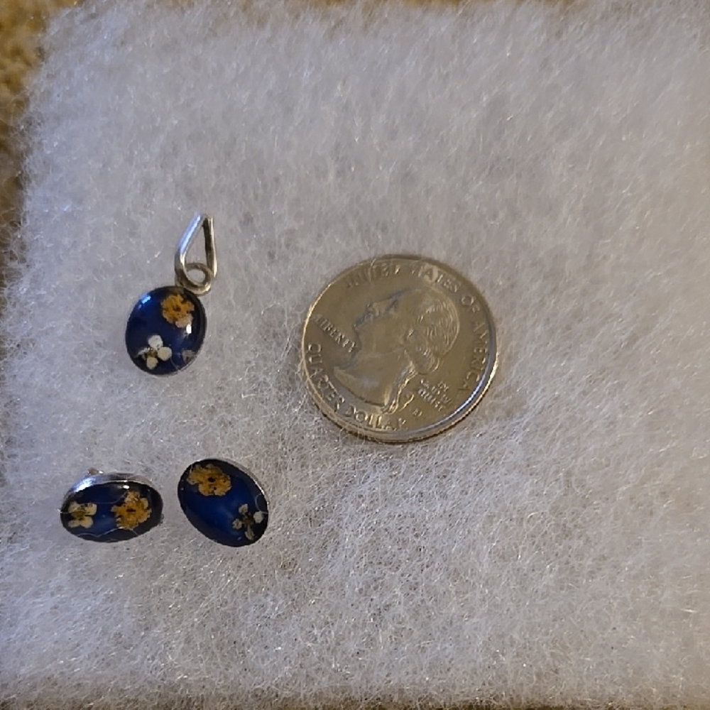 Elegant Blue Floral Jewelry Set